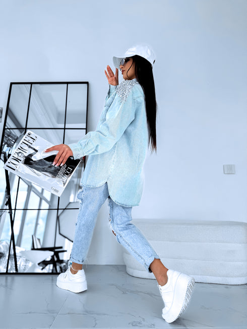 Denim shirt "LUX DIAMOND" D27 - LIGHT BLUE